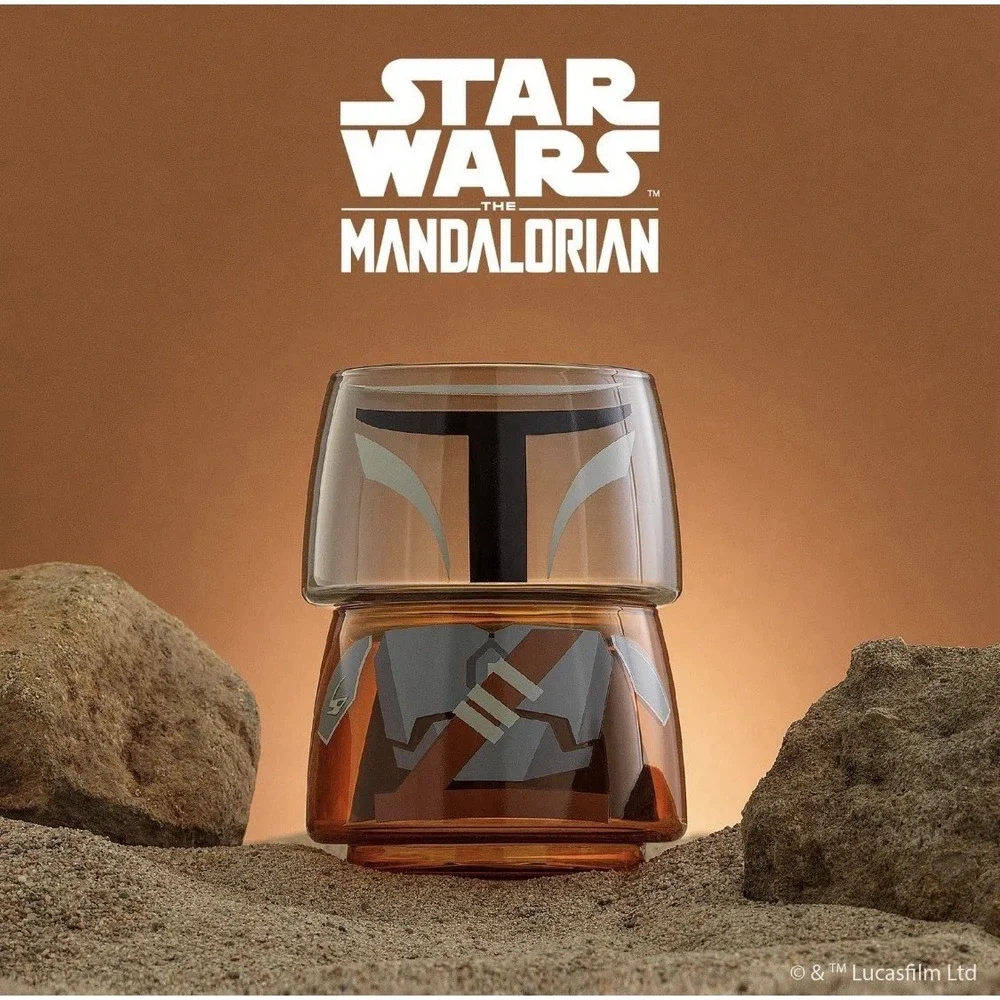 JoyJolt Star Wars Mandalorian Stackable Glass Set of 2 Tumblers 8 oz New In Box